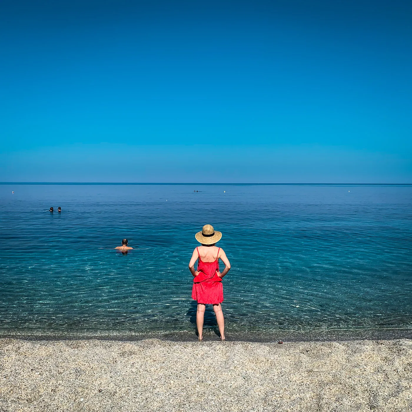 Katerina looking out over the Aegean Sea.
